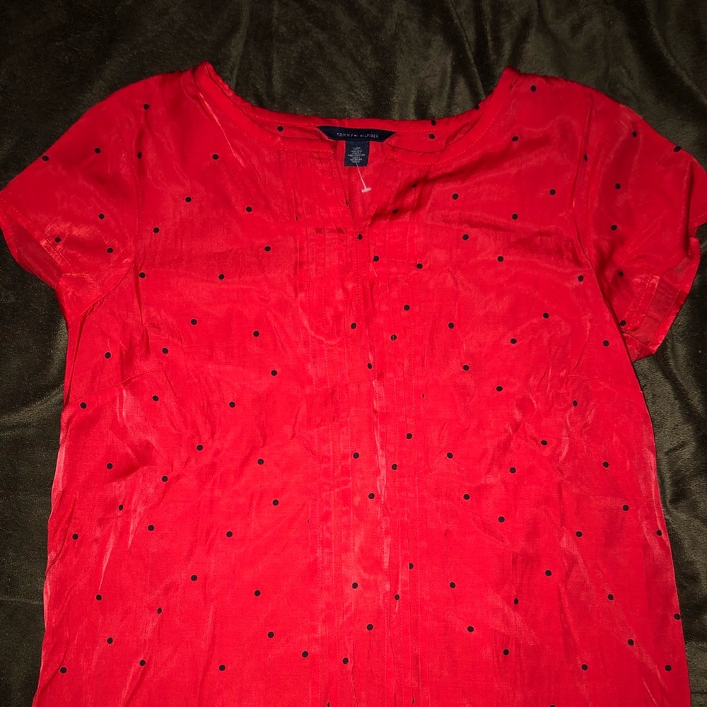 2/$15 TOMMY HILFIGER red blouse size SM NEW